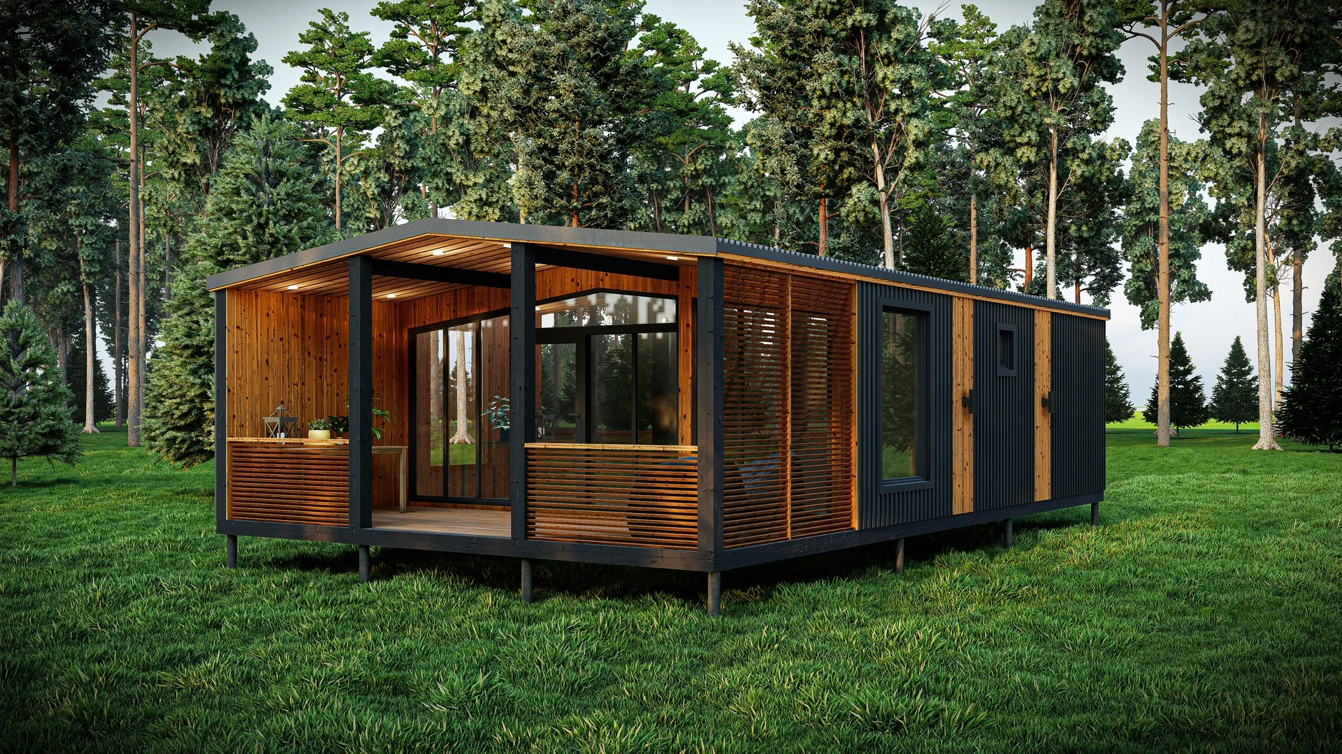 Деревянный модульный дом WoodArt с террасой